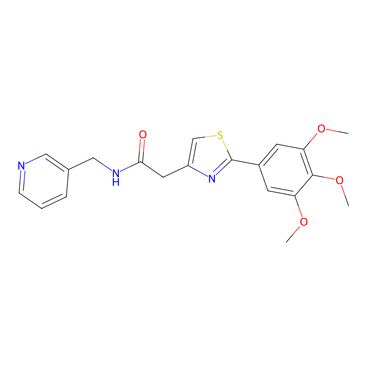 N-(pyridin-3-ylmethyl)-2-[2-(3,4,5-trimethoxyphenyl)-1,3-thiazol-4-yl]acetamide molecular structure, CAS 1010929-25-5