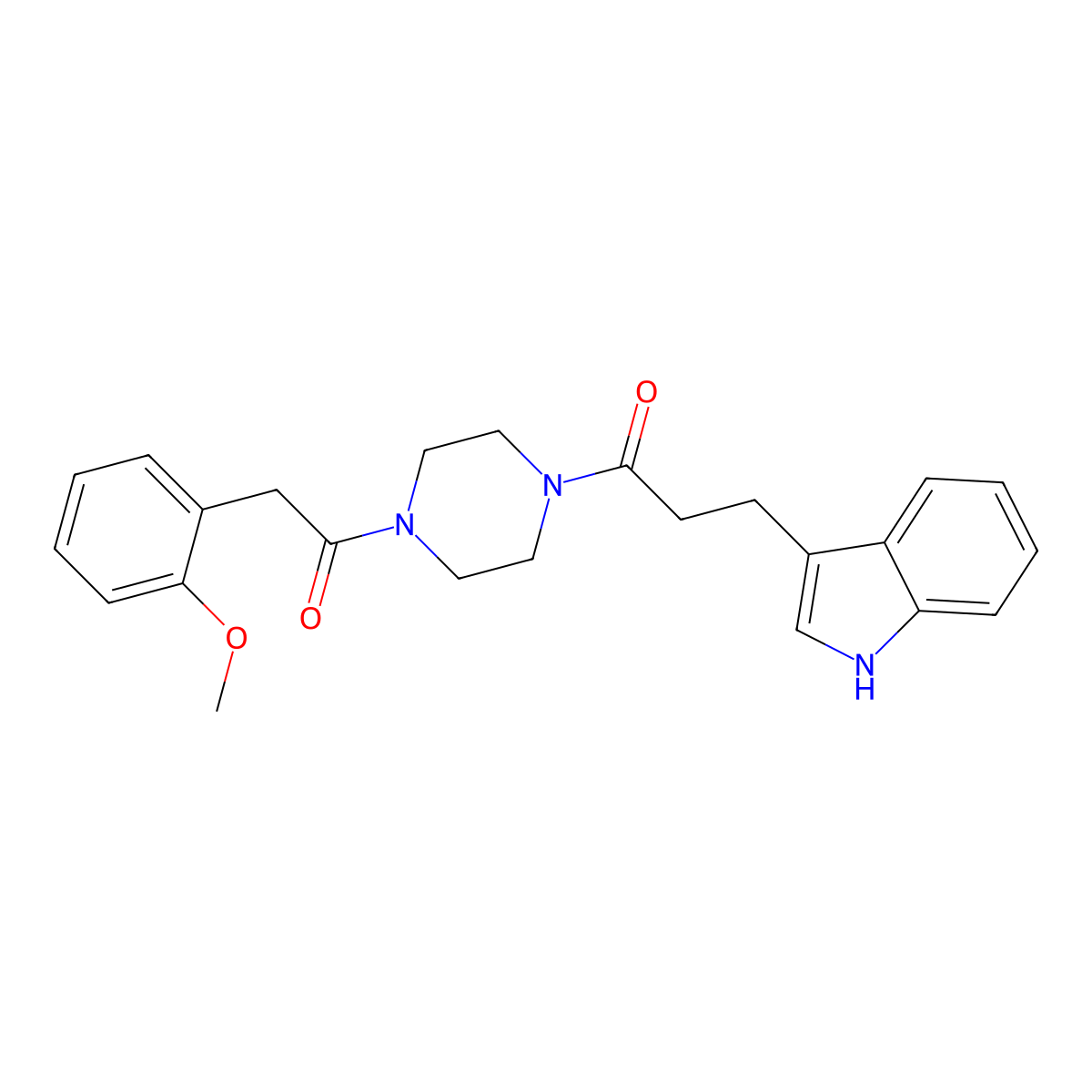 3-(1H-indol-3-yl)-1-{4-[(2-methoxyphenyl)acetyl]piperazin-1-yl}propan-1-one molecular structure, CAS 1010929-26-6