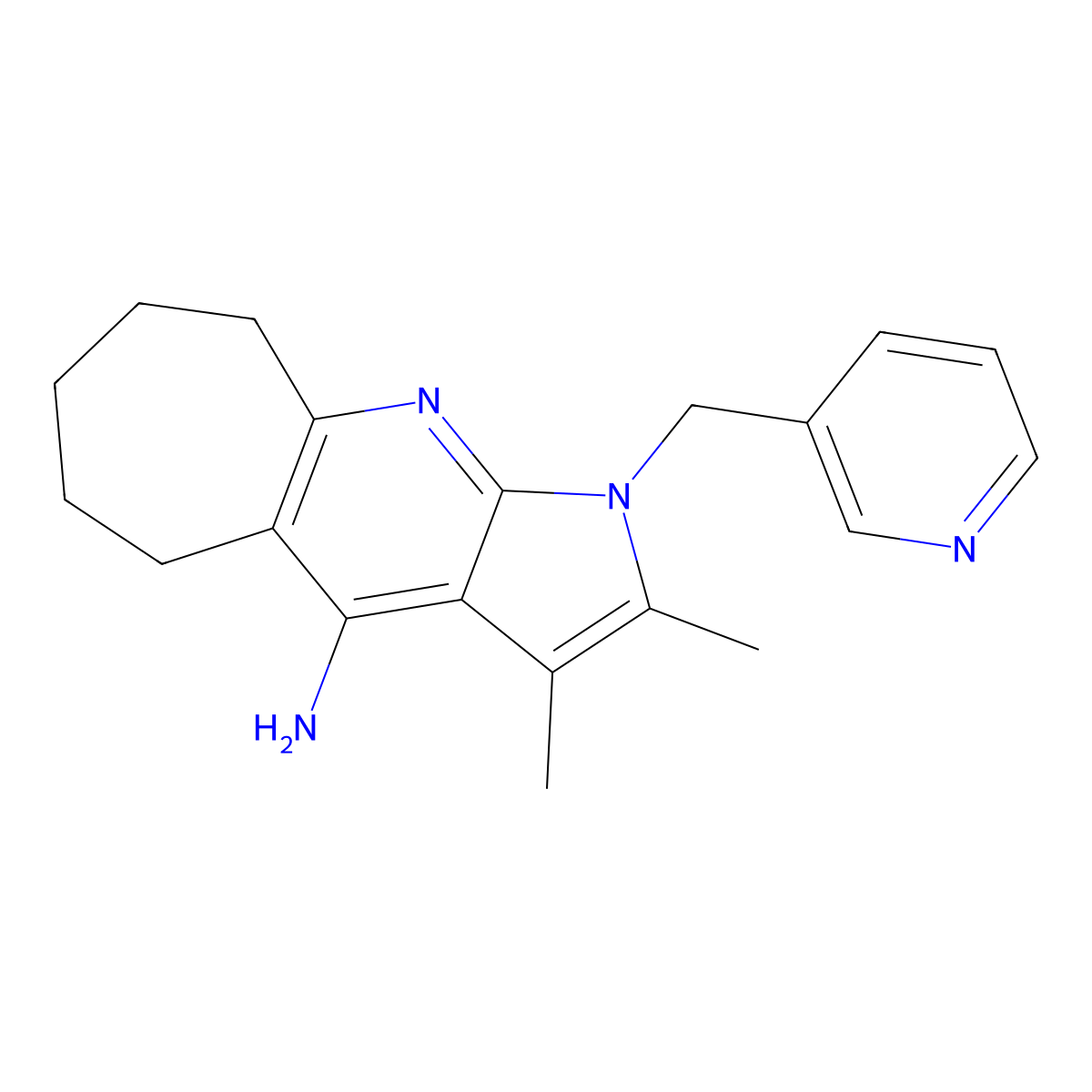 2,3-Dimethyl-1-(pyridin-3-ylmethyl)-1,5,6,7,8,9-hexahydrocyclohepta[b]pyrrolo[3,2-e]pyridin-4-amine molecular structure, CAS 1010929-34-6
