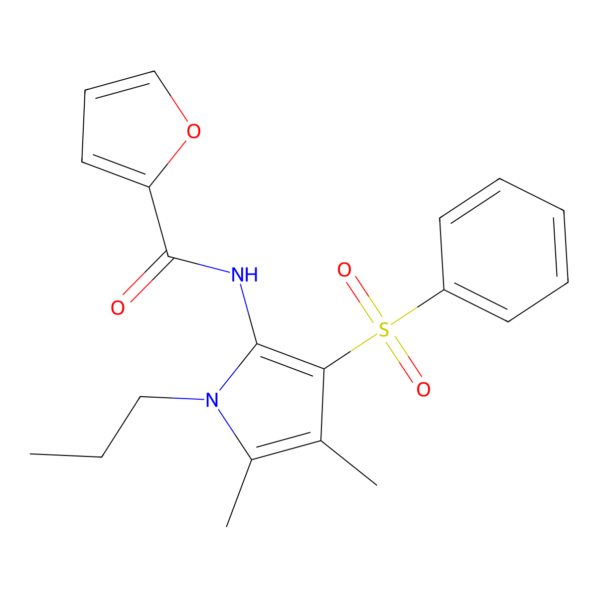 N-[4,5-dimethyl-3-(phenylsulfonyl)-1-propyl-1H-pyrrol-2-yl]furan-2-carboxamide molecular structure, CAS 1010929-38-0