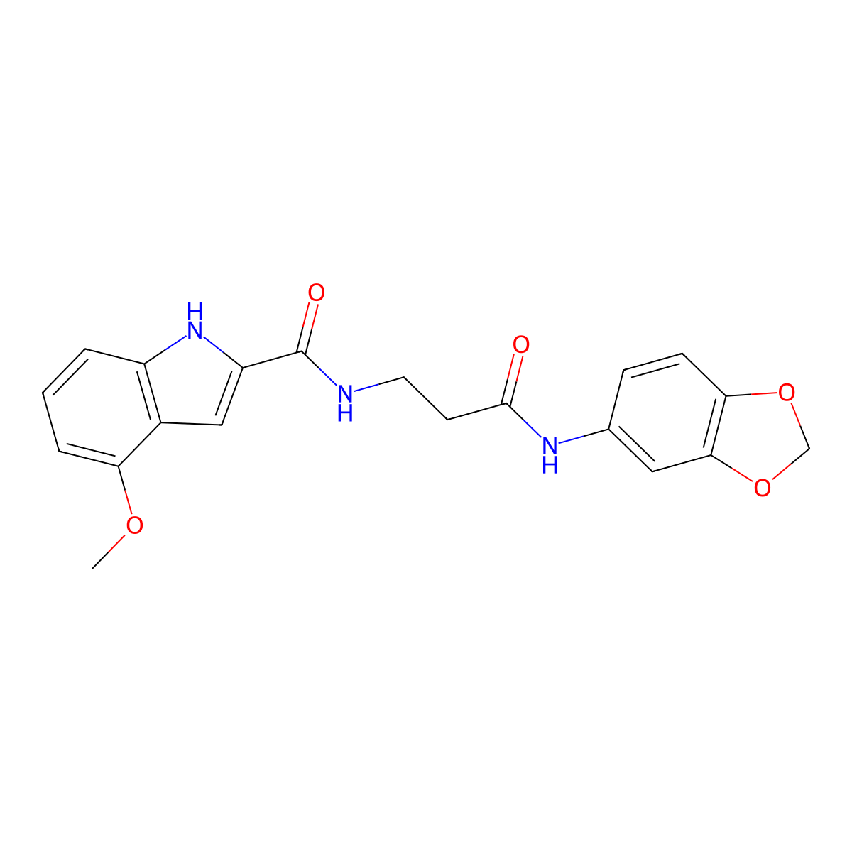 N-[3-(1,3-benzodioxol-5-ylamino)-3-oxopropyl]-4-methoxy-1H-indole-2-carboxamide molecular structure, CAS 1010929-40-4
