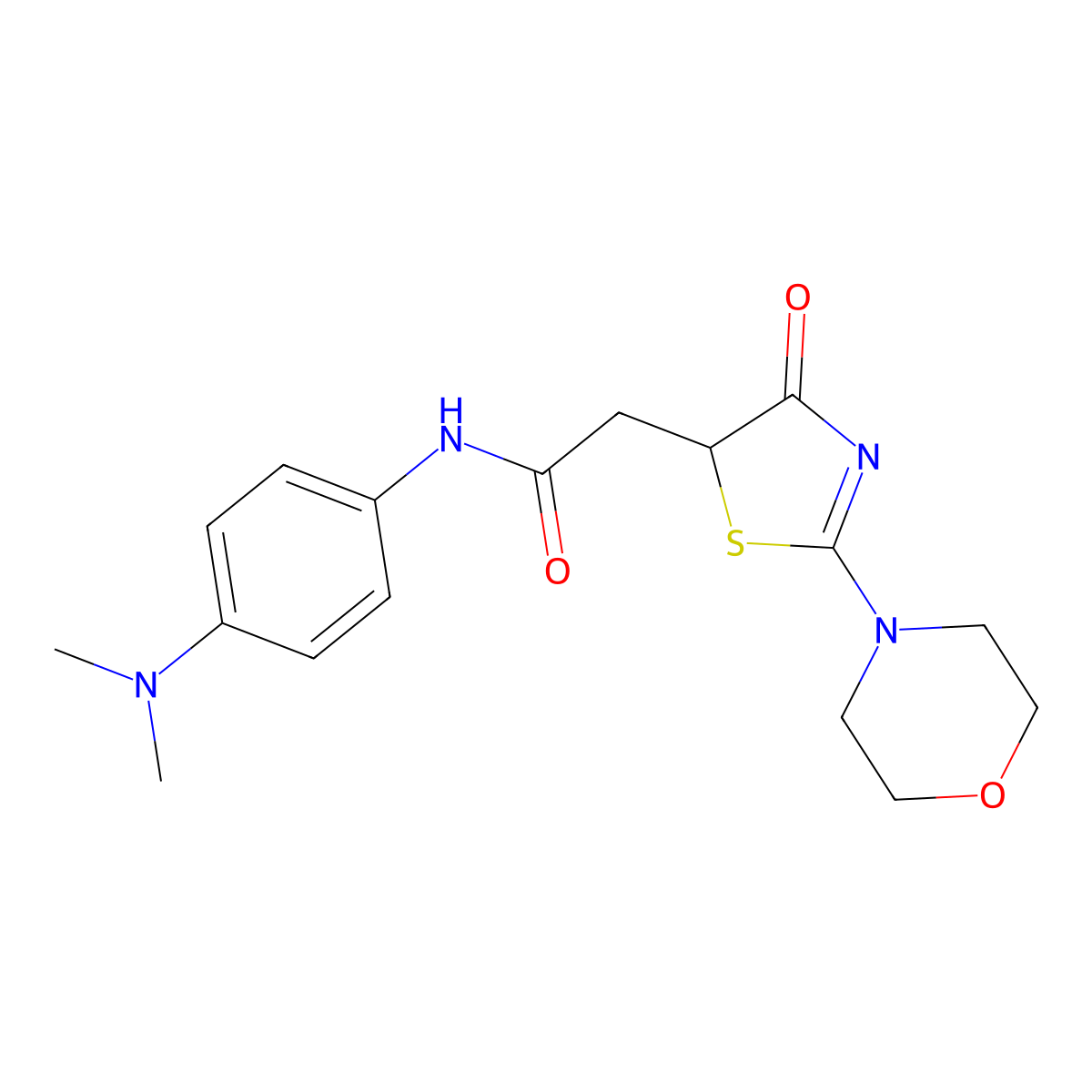 N-[4-(dimethylamino)phenyl]-2-[2-(morpholin-4-yl)-4-oxo-4,5-dihydro-1,3-thiazol-5-yl]acetamide molecular structure, CAS 1010929-41-5