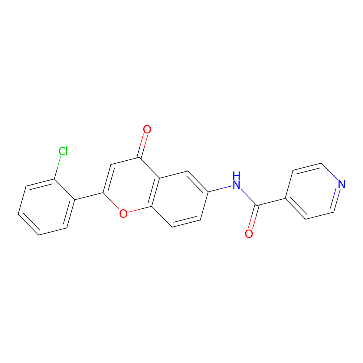 N-[2-(2-chlorophenyl)-4-oxo-4H-chromen-6-yl]pyridine-4-carboxamide molecular structure, CAS 1010929-56-2
