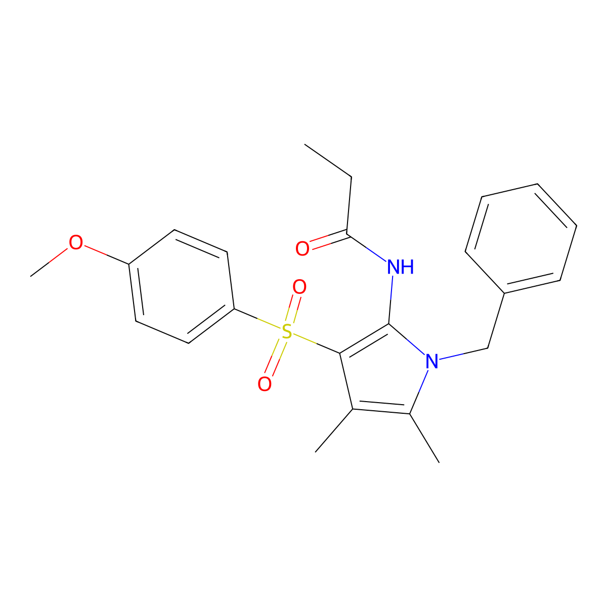 N-{1-benzyl-3-[(4-methoxyphenyl)sulfonyl]-4,5-dimethyl-1H-pyrrol-2-yl}propanamide molecular structure, CAS 1010929-65-3