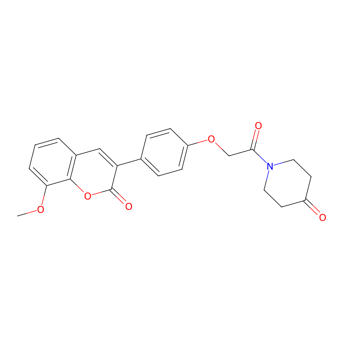 1-{[4-(8-methoxy-2-oxo-2H-chromen-3-yl)phenoxy]acetyl}piperidin-4-one molecular structure, CAS 1010929-66-4