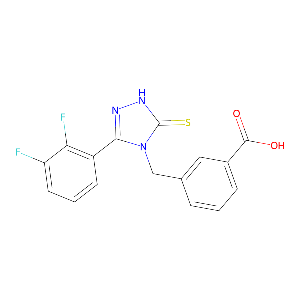 3-{[3-(2,3-Difluorophenyl)-5-sulfanyl-1,2,4-triazol-4-yl]methyl}benzoic acid molecular structure, CAS 1010929-70-0