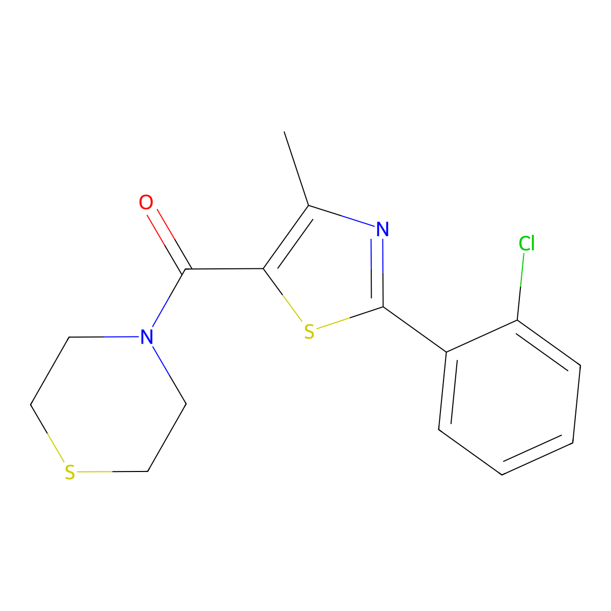 [2-(2-Chlorophenyl)-4-methyl-1,3-thiazol-5-yl](thiomorpholin-4-yl)methanone molecular structure, CAS 1010929-71-1