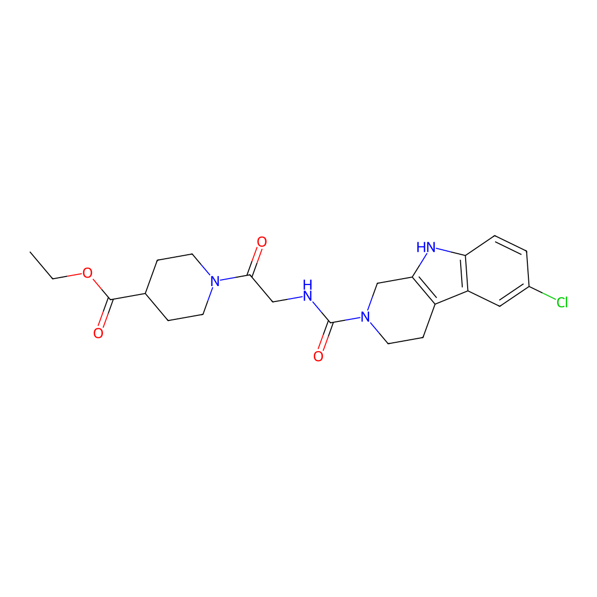 ethyl 1-{N-[(6-chloro-1,3,4,9-tetrahydro-2H-beta-carbolin-2-yl)carbonyl]glycyl}piperidine-4-carboxylate molecular structure, CAS 1010929-76-6