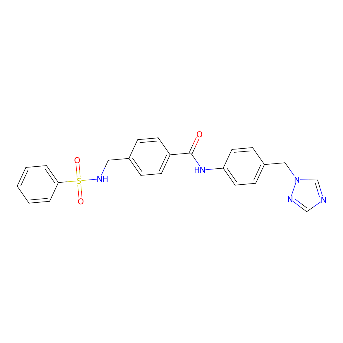 4-{[(phenylsulfonyl)amino]methyl}-N-[4-(1H-1,2,4-triazol-1-ylmethyl)phenyl]benzamide molecular structure, CAS 1010929-82-4