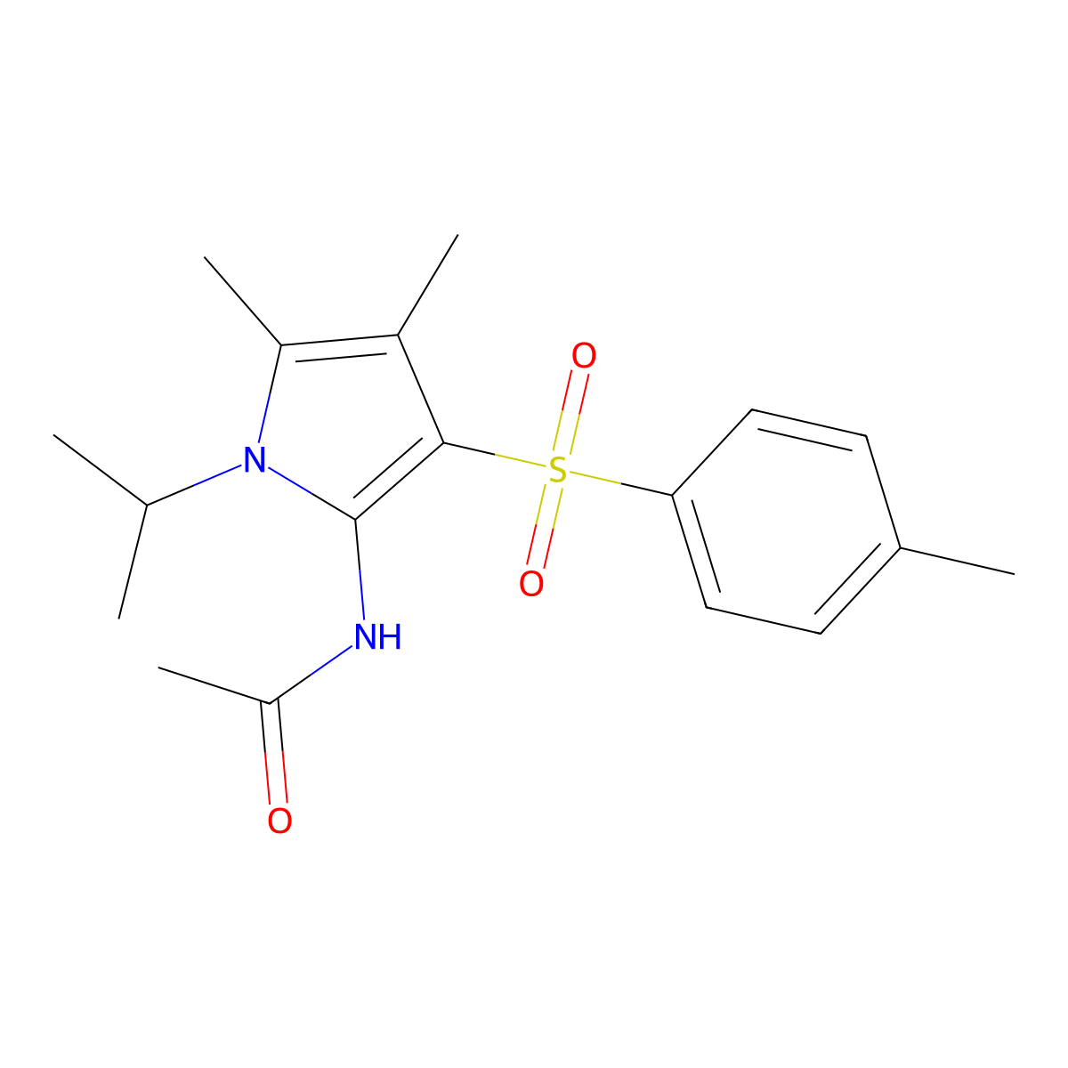 N-{4,5-dimethyl-3-[(4-methylphenyl)sulfonyl]-1-(propan-2-yl)-1H-pyrrol-2-yl}acetamide molecular structure, CAS 1010930-03-6