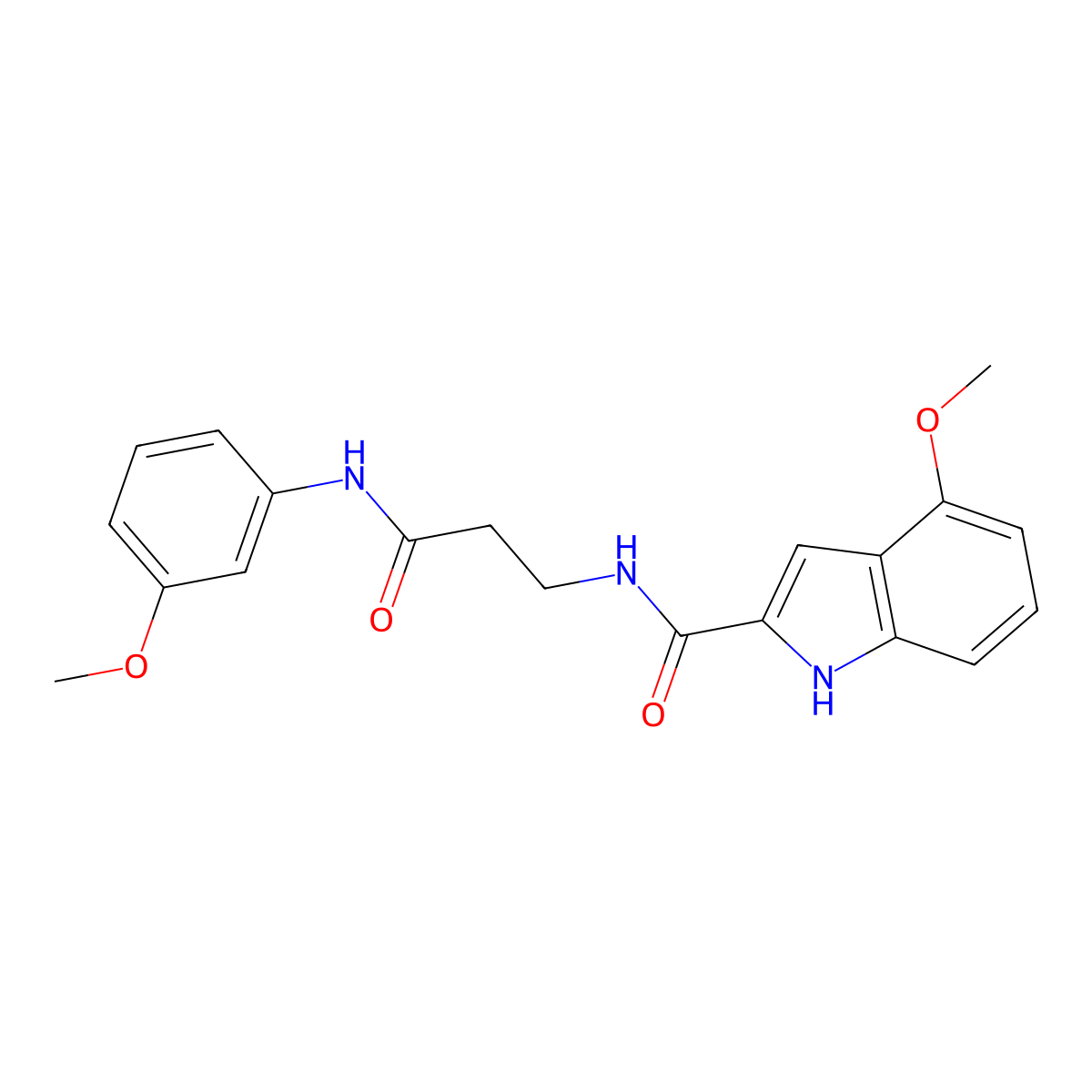 4-methoxy-N-{3-[(3-methoxyphenyl)amino]-3-oxopropyl}-1H-indole-2-carboxamide molecular structure, CAS 1010930-05-8
