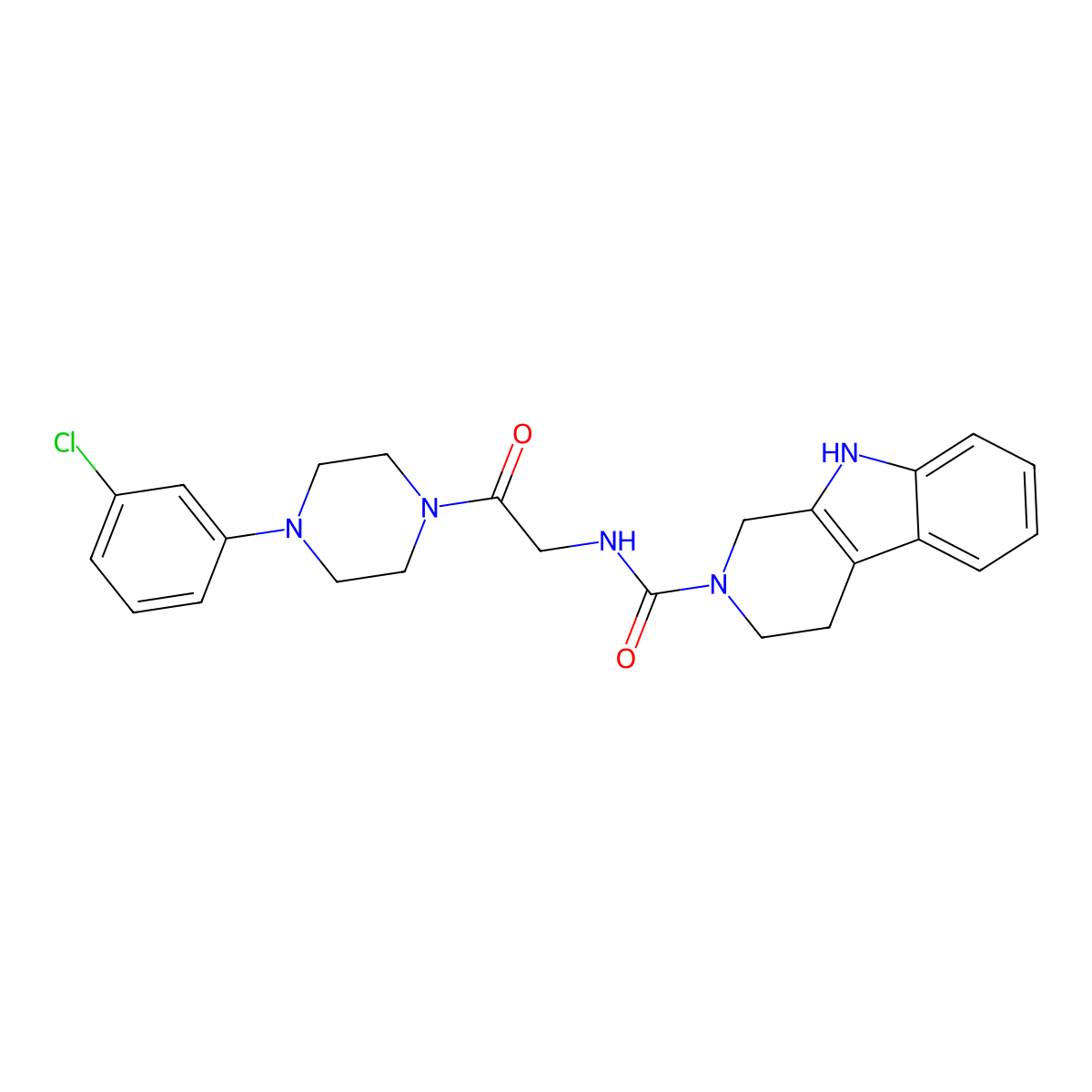 N-{2-[4-(3-chlorophenyl)piperazin-1-yl]-2-oxoethyl}-1,3,4,9-tetrahydro-2H-beta-carboline-2-carboxamide molecular structure, CAS 1010930-21-8