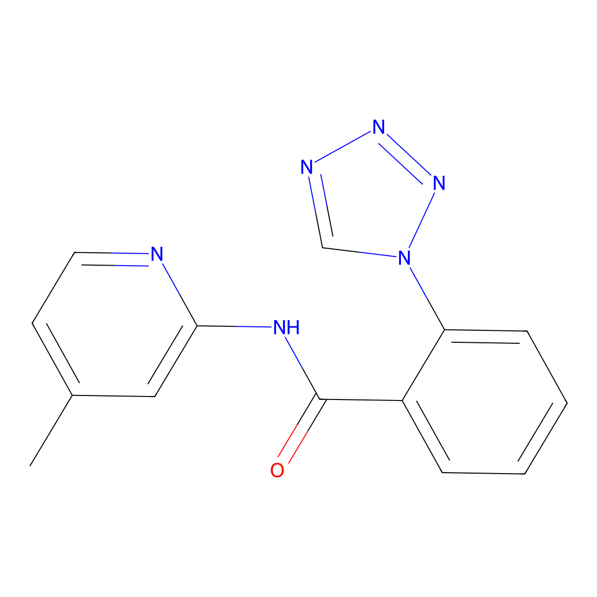 N-(4-methylpyridin-2-yl)-2-(1H-tetrazol-1-yl)benzamide molecular structure, CAS 1010930-28-5