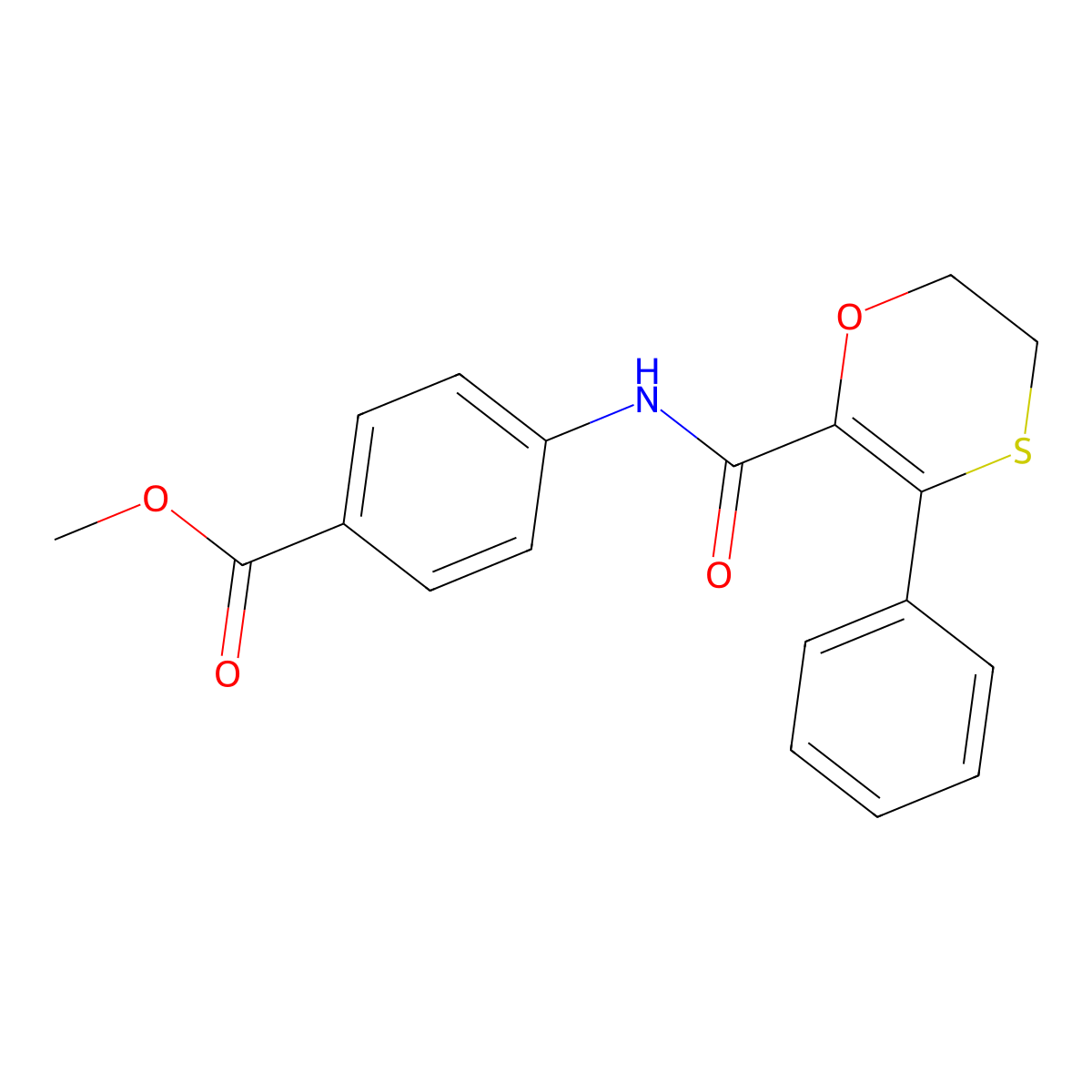 Methyl 4-{[(3-phenyl-5,6-dihydro-1,4-oxathiin-2-yl)carbonyl]amino}benzoate molecular structure, CAS 1010930-29-6