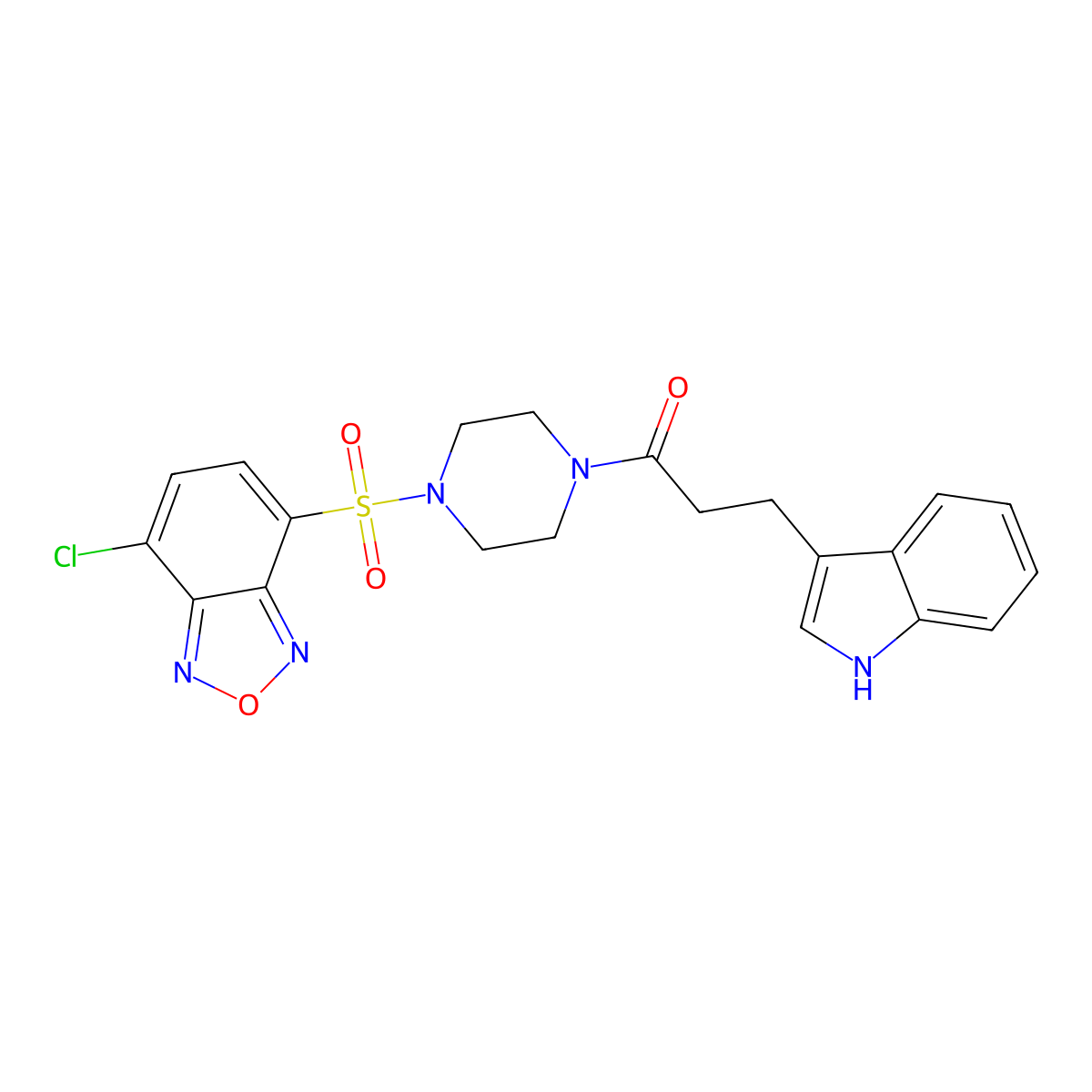 1-{4-[(7-chloro-2,1,3-benzoxadiazol-4-yl)sulfonyl]piperazin-1-yl}-3-(1H-indol-3-yl)propan-1-one molecular structure, CAS 1010930-34-3