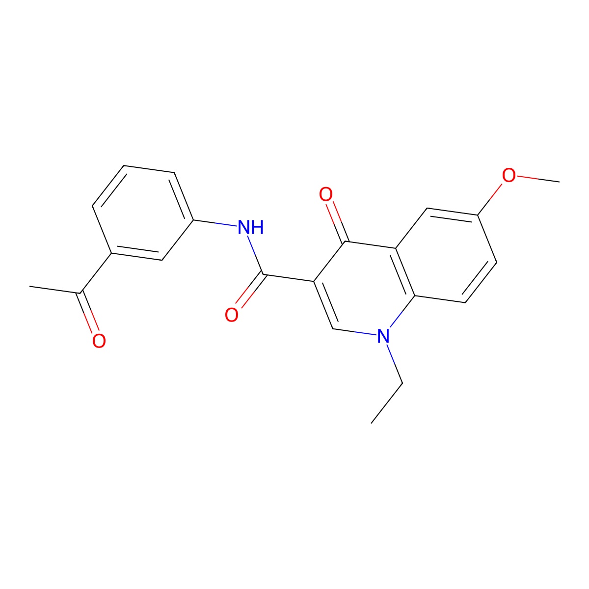 N-(3-acetylphenyl)-1-ethyl-6-methoxy-4-oxo-1,4-dihydroquinoline-3-carboxamide molecular structure, CAS 1010930-44-5