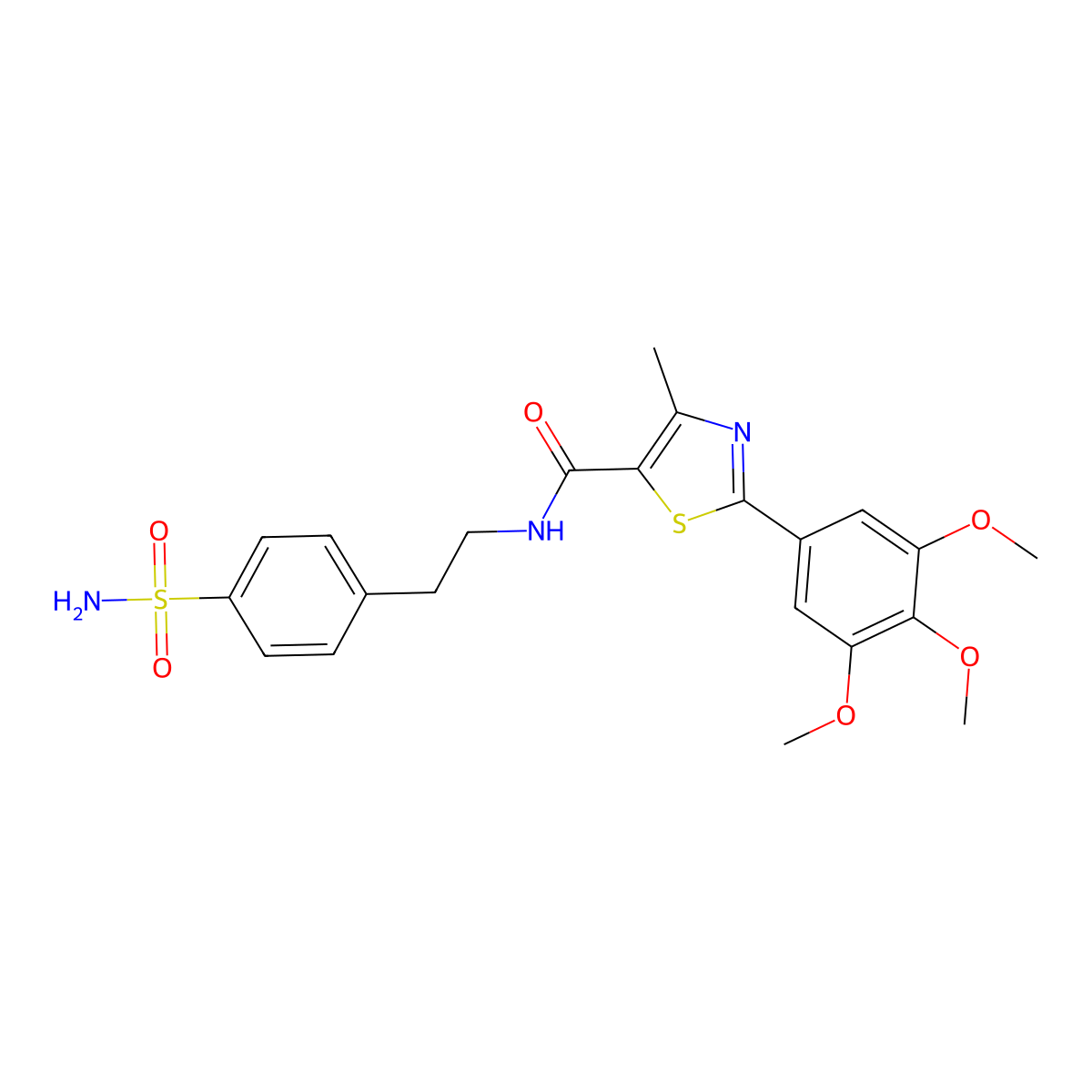 4-methyl-N-[2-(4-sulfamoylphenyl)ethyl]-2-(3,4,5-trimethoxyphenyl)-1,3-thiazole-5-carboxamide molecular structure, CAS 1010930-54-7