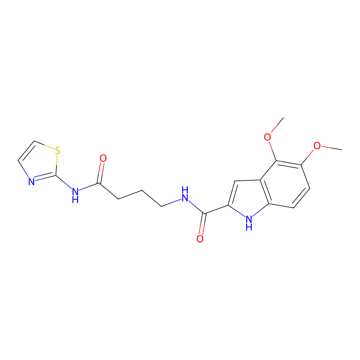 4,5-dimethoxy-N-[4-oxo-4-(1,3-thiazol-2-ylamino)butyl]-1H-indole-2-carboxamide molecular structure, CAS 1010930-58-1