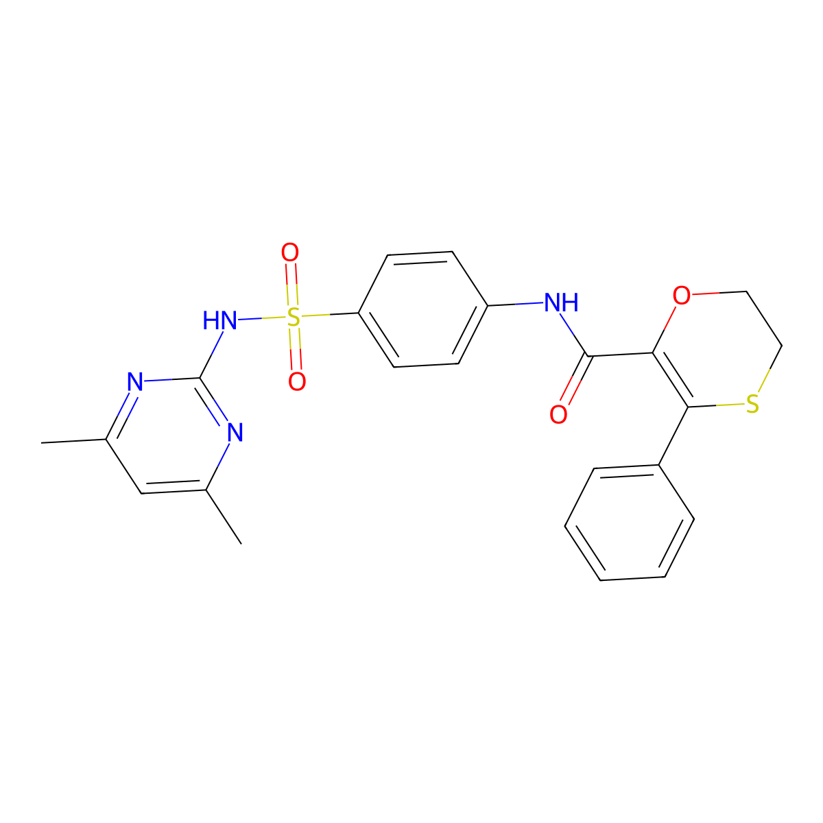 N-{4-[(4,6-dimethylpyrimidin-2-yl)sulfamoyl]phenyl}-3-phenyl-5,6-dihydro-1,4-oxathiine-2-carboxamide molecular structure, CAS 1010930-61-6