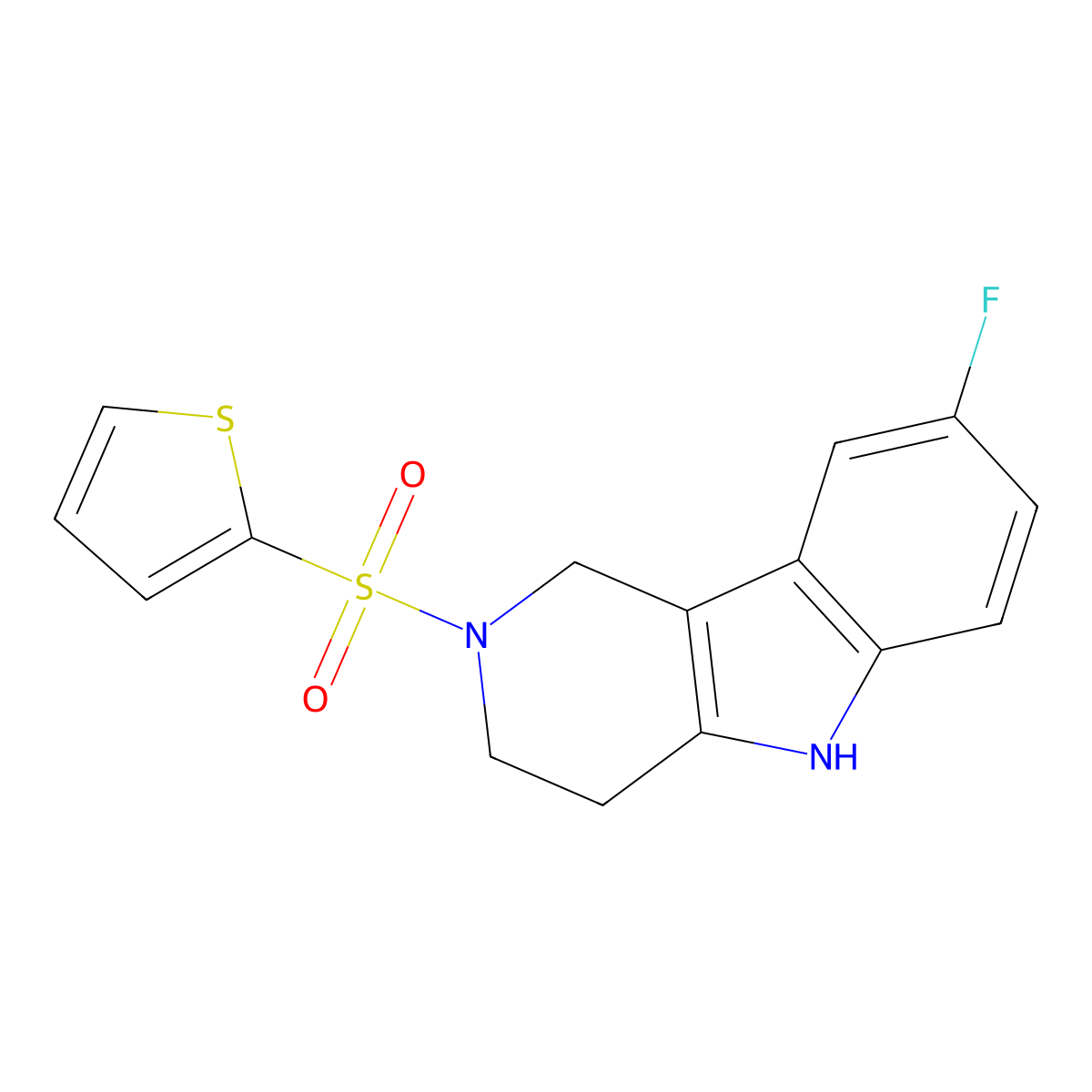 8-fluoro-2-(2-thienylsulfonyl)-2,3,4,5-tetrahydro-1H-pyrido[4,3-b]indole molecular structure, CAS 1010930-79-6