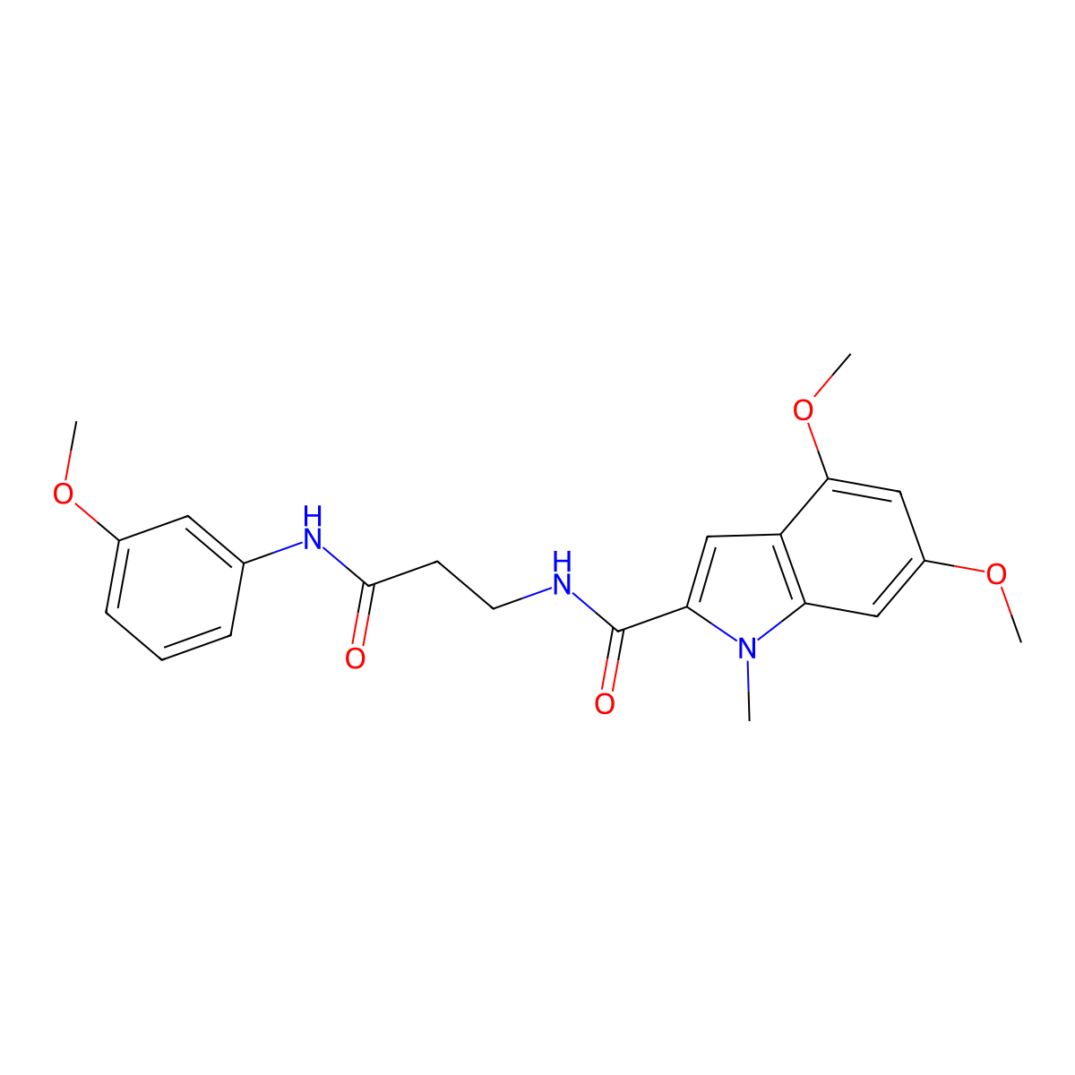 4,6-dimethoxy-N-{3-[(3-methoxyphenyl)amino]-3-oxopropyl}-1-methyl-1H-indole-2-carboxamide molecular structure, CAS 1010930-83-2