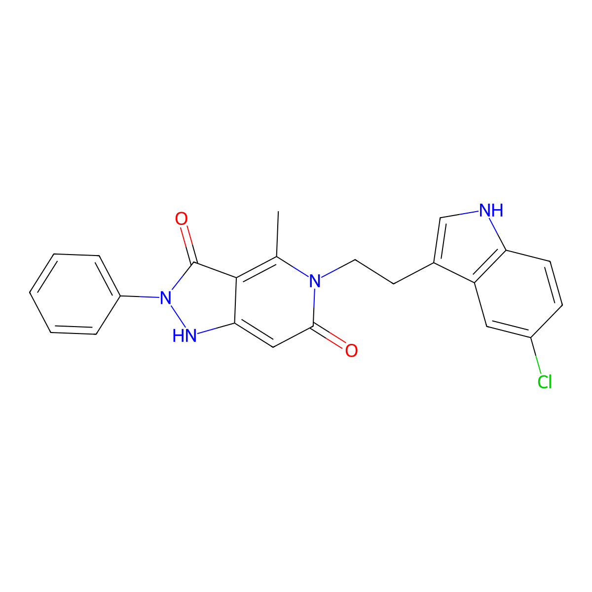 5-[2-(5-chloro-1H-indol-3-yl)ethyl]-4-methyl-2-phenyl-1H-pyrazolo[4,3-c]pyridine-3,6(2H,5H)-dione molecular structure, CAS 1010930-92-3