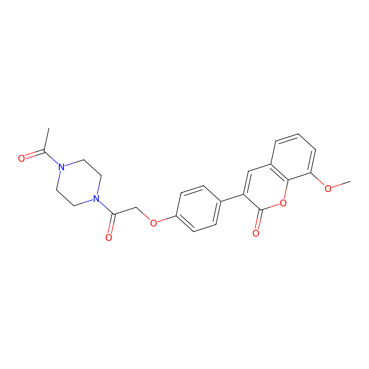 3-{4-[2-(4-acetylpiperazin-1-yl)-2-oxoethoxy]phenyl}-8-methoxy-2H-chromen-2-one molecular structure, CAS 1010930-99-0