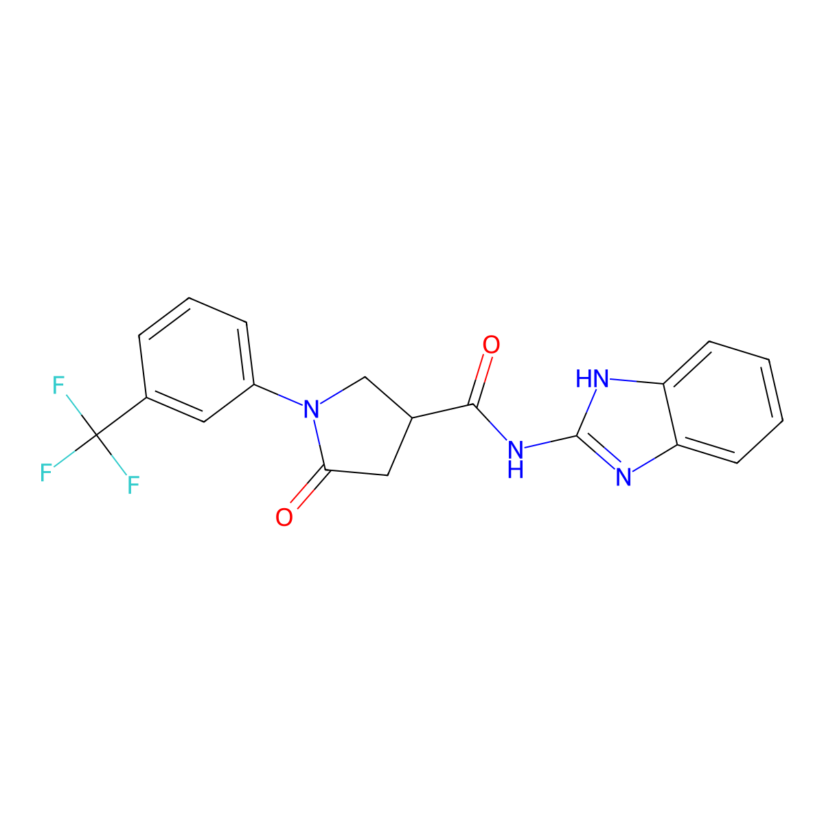 N-(1,3-dihydro-2H-benzimidazol-2-ylidene)-5-oxo-1-[3-(trifluoromethyl)phenyl]pyrrolidine-3-carboxamide molecular structure, CAS 1010931-03-9