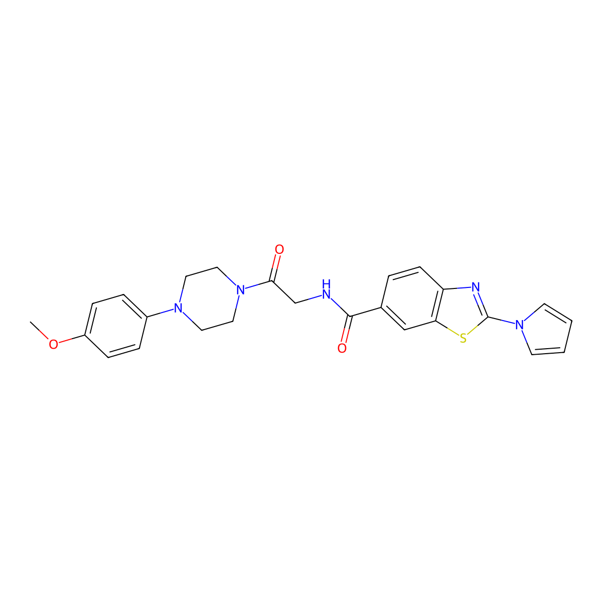 N-{2-[4-(4-methoxyphenyl)piperazin-1-yl]-2-oxoethyl}-2-(1H-pyrrol-1-yl)-1,3-benzothiazole-6-carboxamide molecular structure, CAS 1010931-10-8