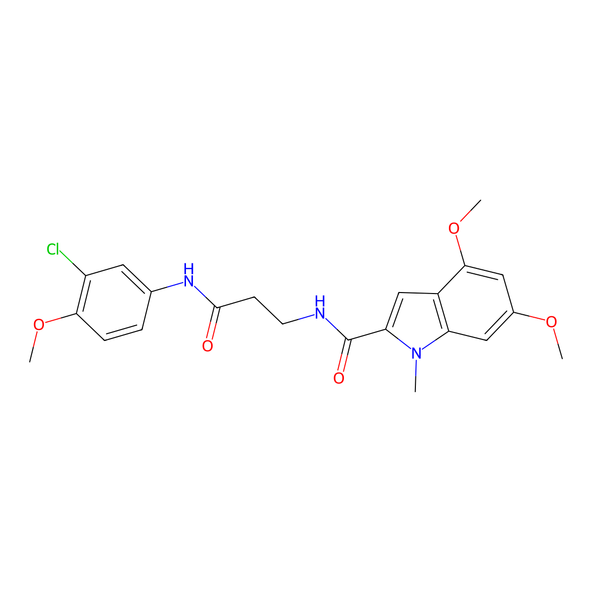 N-{3-[(3-chloro-4-methoxyphenyl)amino]-3-oxopropyl}-4,6-dimethoxy-1-methyl-1H-indole-2-carboxamide molecular structure, CAS 1010931-24-4