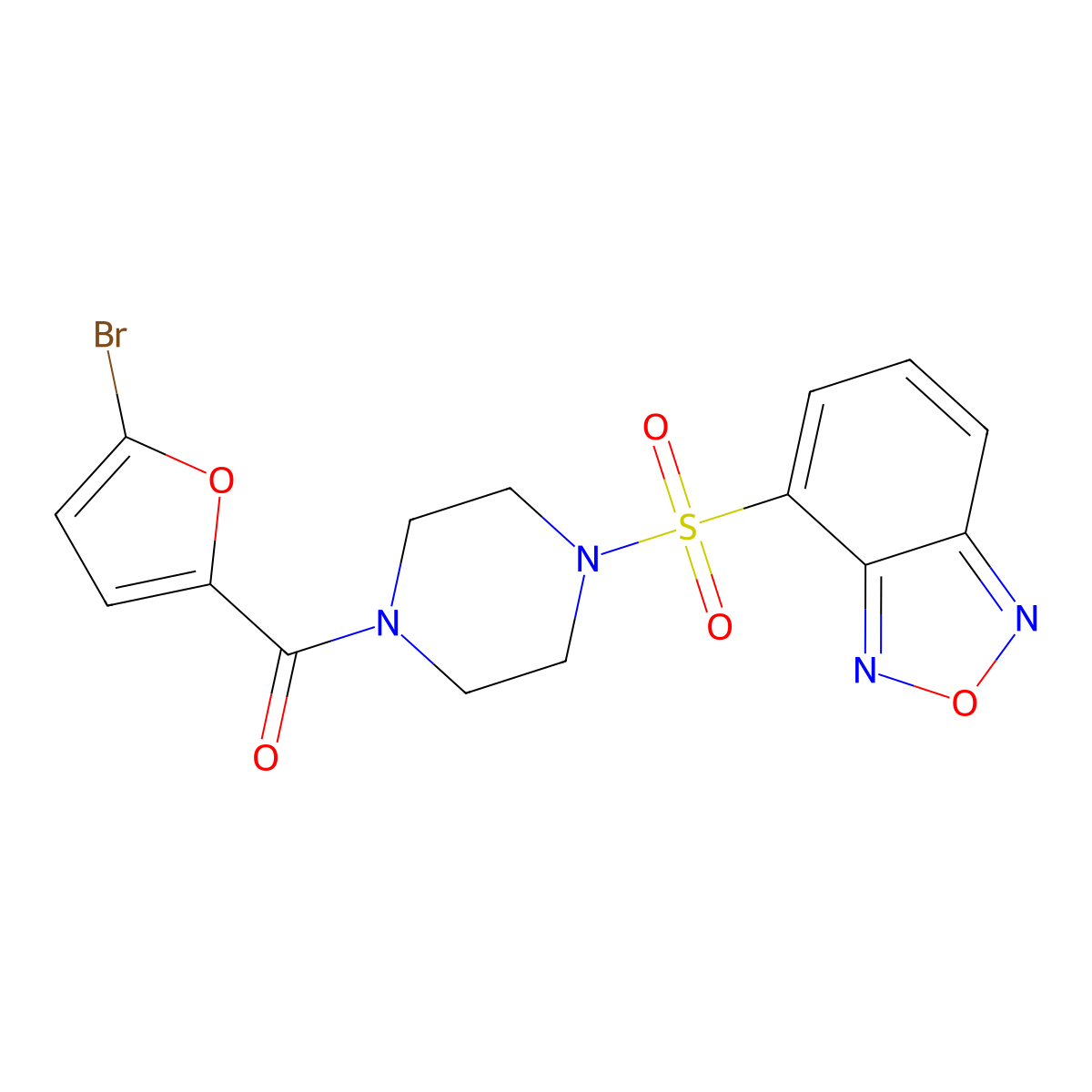 [4-(2,1,3-Benzoxadiazol-4-ylsulfonyl)piperazin-1-yl](5-bromofuran-2-yl)methanone molecular structure, CAS 1010931-48-2