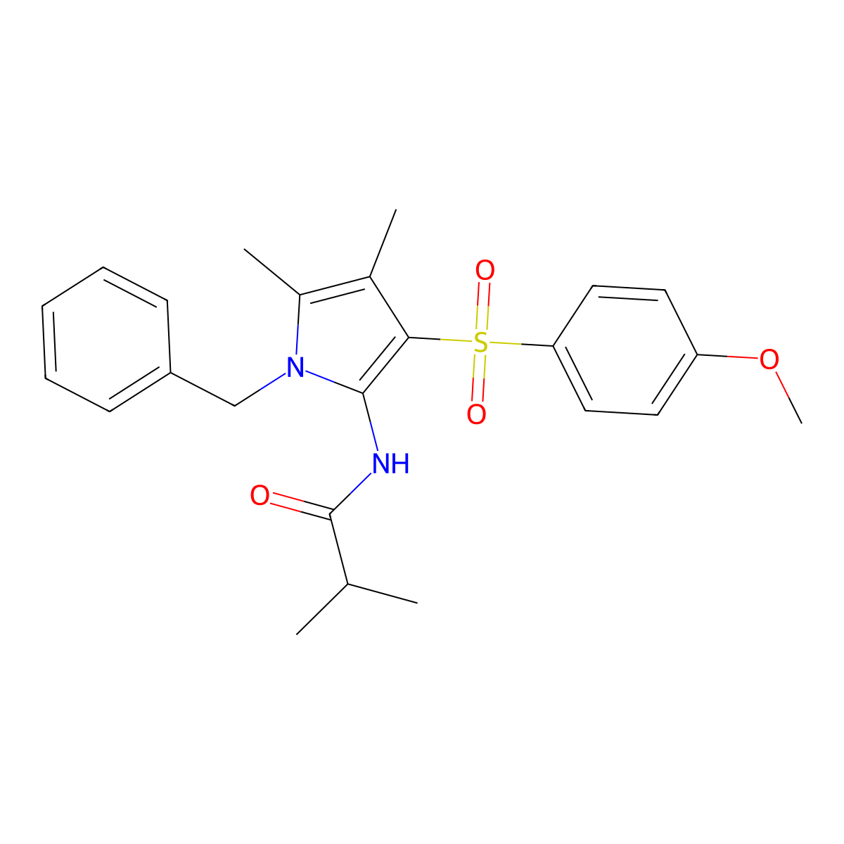 N-{1-benzyl-3-[(4-methoxyphenyl)sulfonyl]-4,5-dimethyl-1H-pyrrol-2-yl}-2-methylpropanamide molecular structure, CAS 1010931-86-8