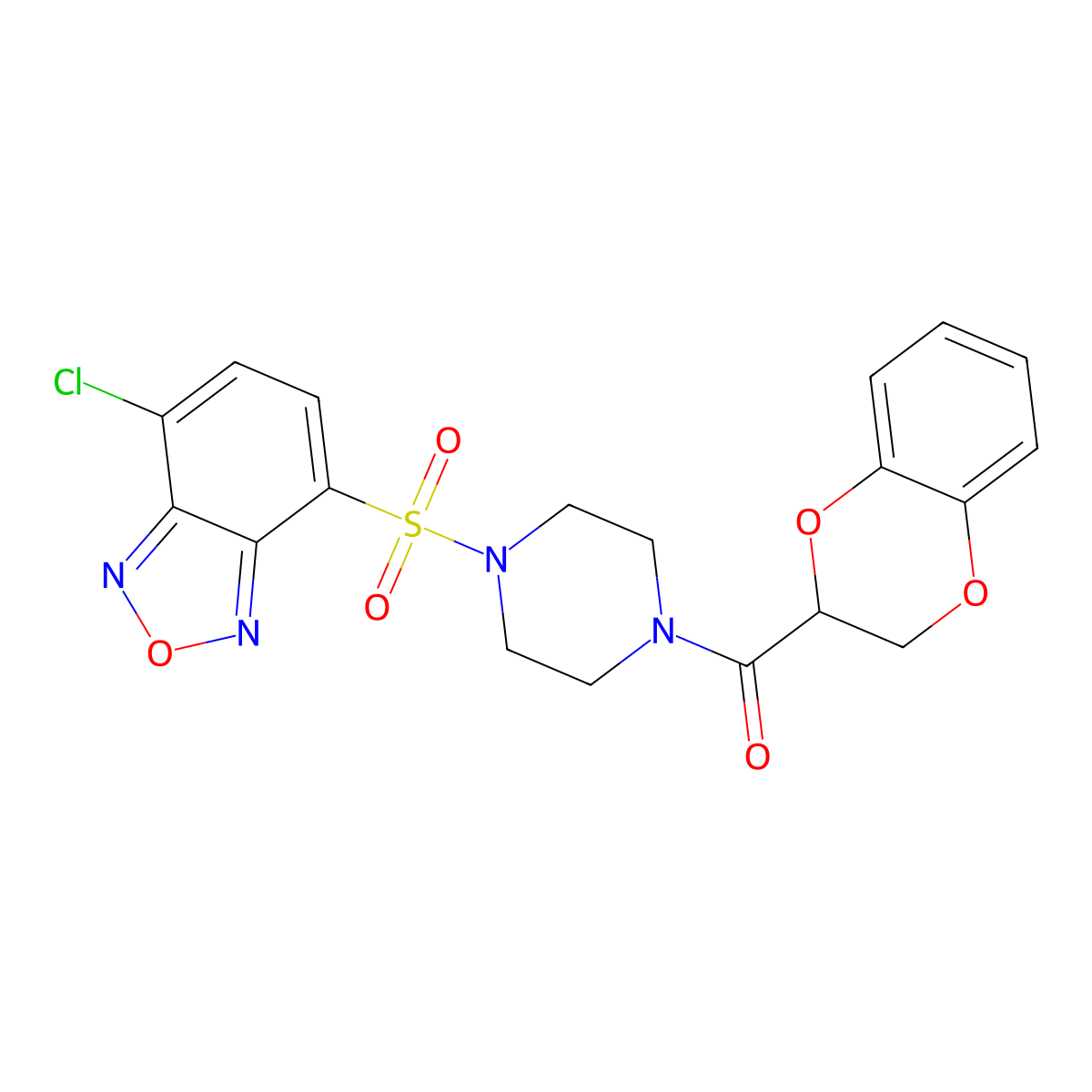 {4-[(7-Chloro-2,1,3-benzoxadiazol-4-yl)sulfonyl]piperazin-1-yl}(2,3-dihydro-1,4-benzodioxin-2-yl)methanone molecular structure, CAS 1010931-88-0