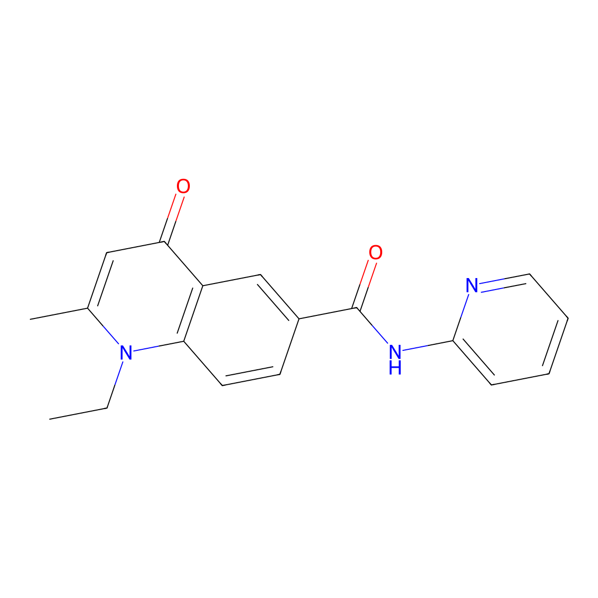 1-ethyl-2-methyl-4-oxo-N-(pyridin-2-yl)-1,4-dihydroquinoline-6-carboxamide molecular structure, CAS 1010931-92-6