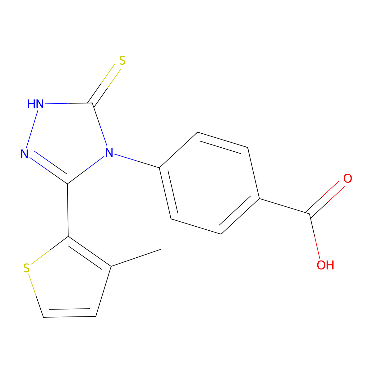 4-[3-(3-Methylthiophen-2-yl)-5-sulfanyl-1,2,4-triazol-4-yl]benzoic acid molecular structure, CAS 1010932-07-6