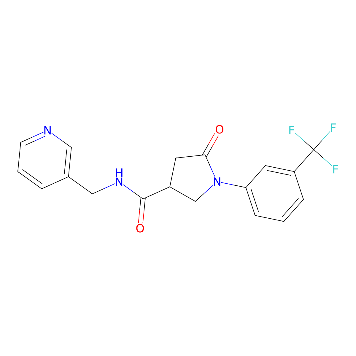 5-oxo-N-(pyridin-3-ylmethyl)-1-[3-(trifluoromethyl)phenyl]pyrrolidine-3-carboxamide molecular structure, CAS 1010932-10-1