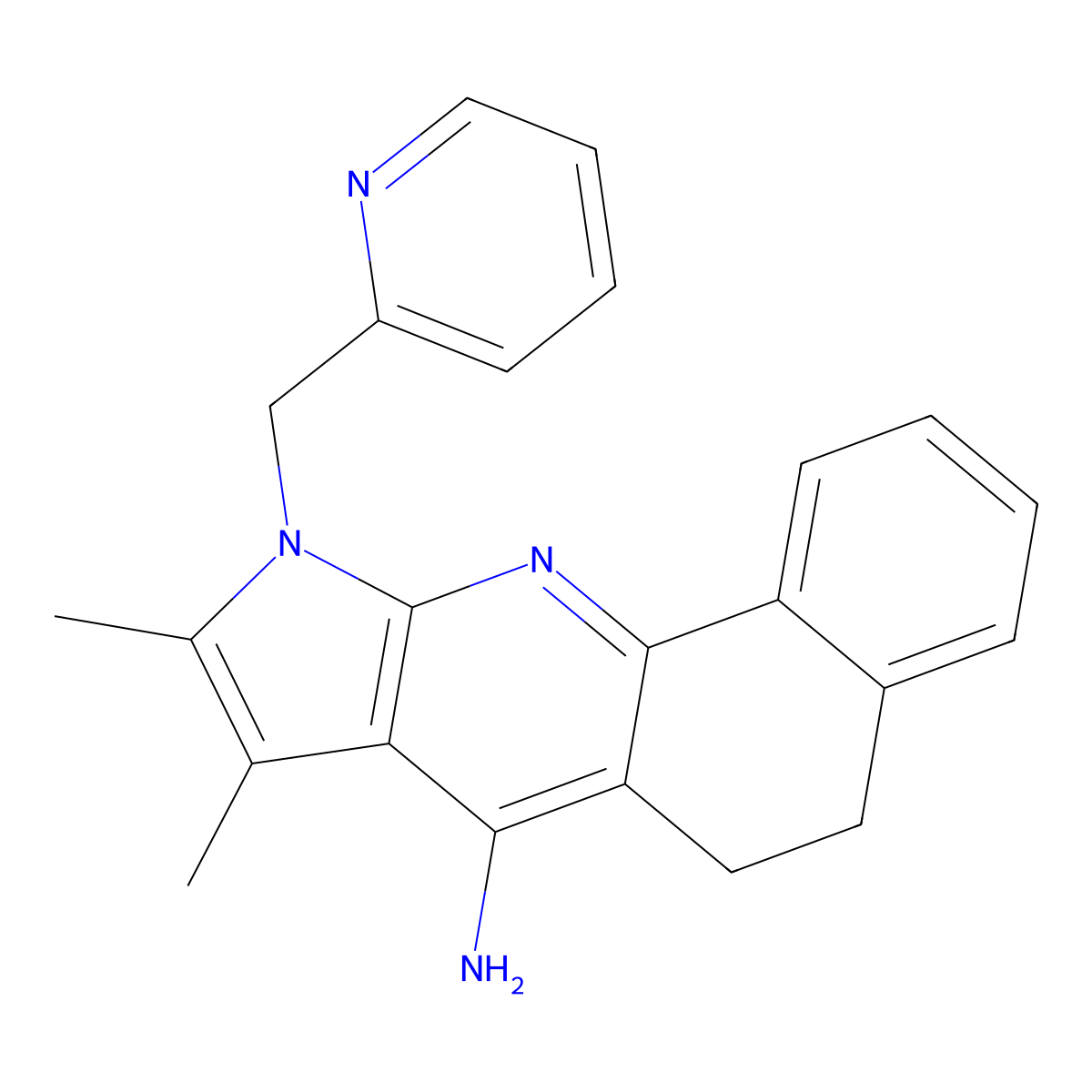 8,9-dimethyl-10-(pyridin-2-ylmethyl)-6,10-dihydro-5H-benzo[h]pyrrolo[2,3-b]quinolin-7-amine molecular structure, CAS 1010932-14-5