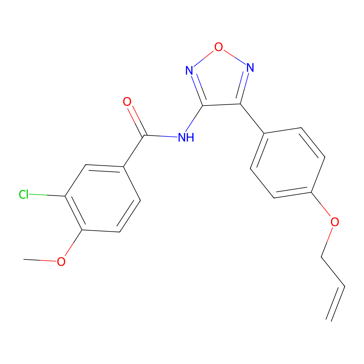 3-chloro-4-methoxy-N-{4-[4-(prop-2-en-1-yloxy)phenyl]-1,2,5-oxadiazol-3-yl}benzamide molecular structure, CAS 1010932-28-1