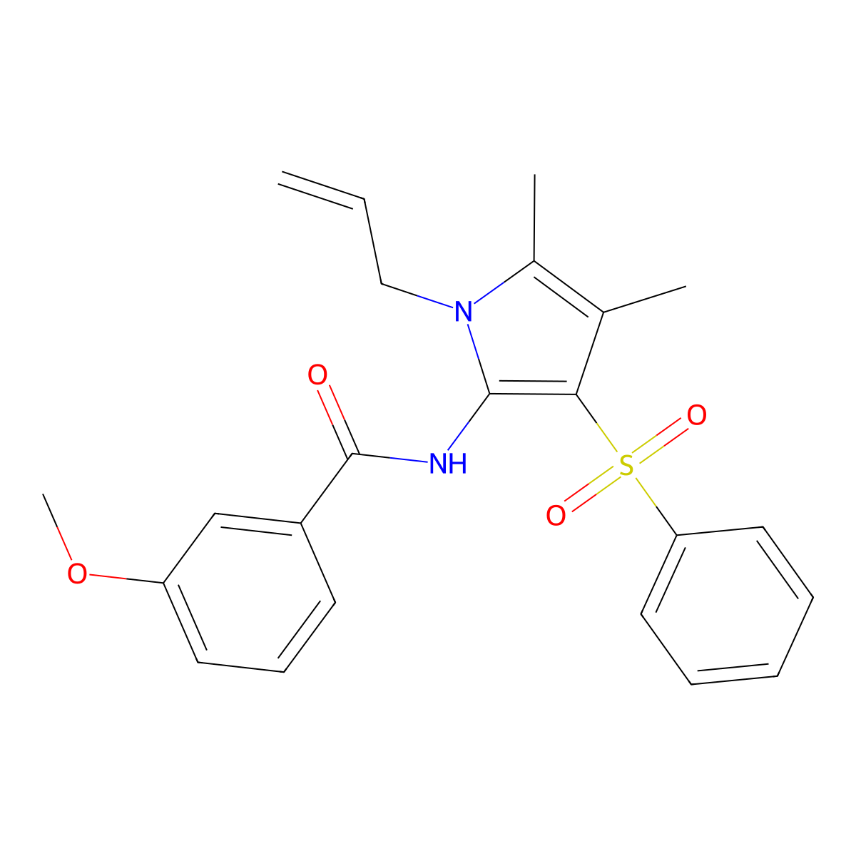 N-[4,5-dimethyl-3-(phenylsulfonyl)-1-(prop-2-en-1-yl)-1H-pyrrol-2-yl]-3-methoxybenzamide molecular structure, CAS 1010932-41-8