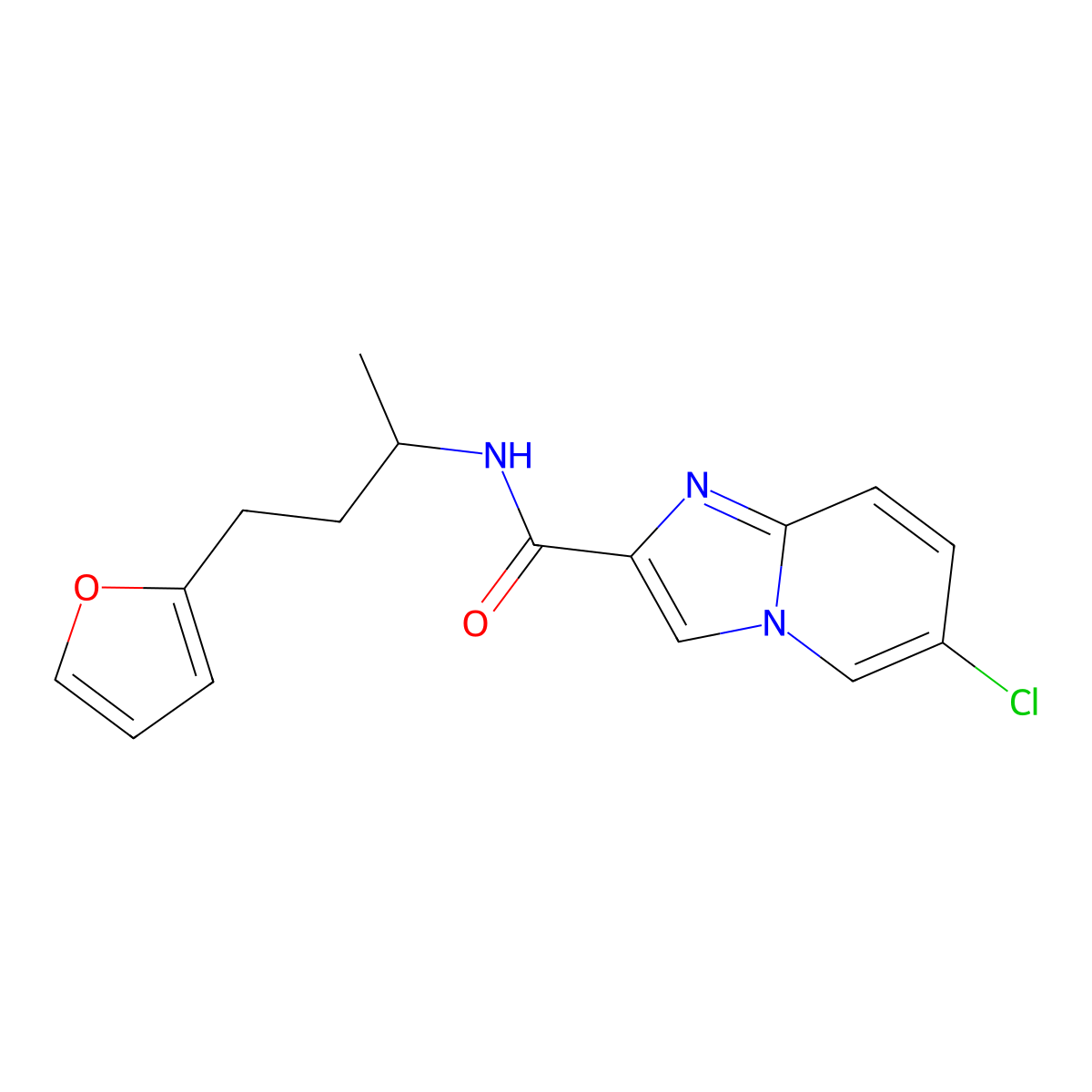 6-chloro-N-[4-(furan-2-yl)butan-2-yl]imidazo[1,2-a]pyridine-2-carboxamide molecular structure, CAS 1010932-61-2