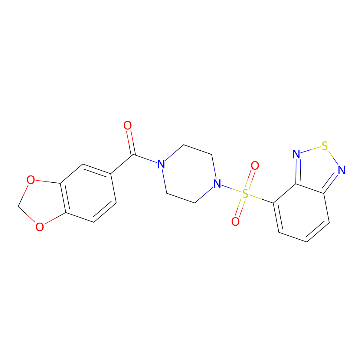 1,3-Benzodioxol-5-yl[4-(2,1,3-benzothiadiazol-4-ylsulfonyl)piperazin-1-yl]methanone molecular structure, CAS 1010932-69-0