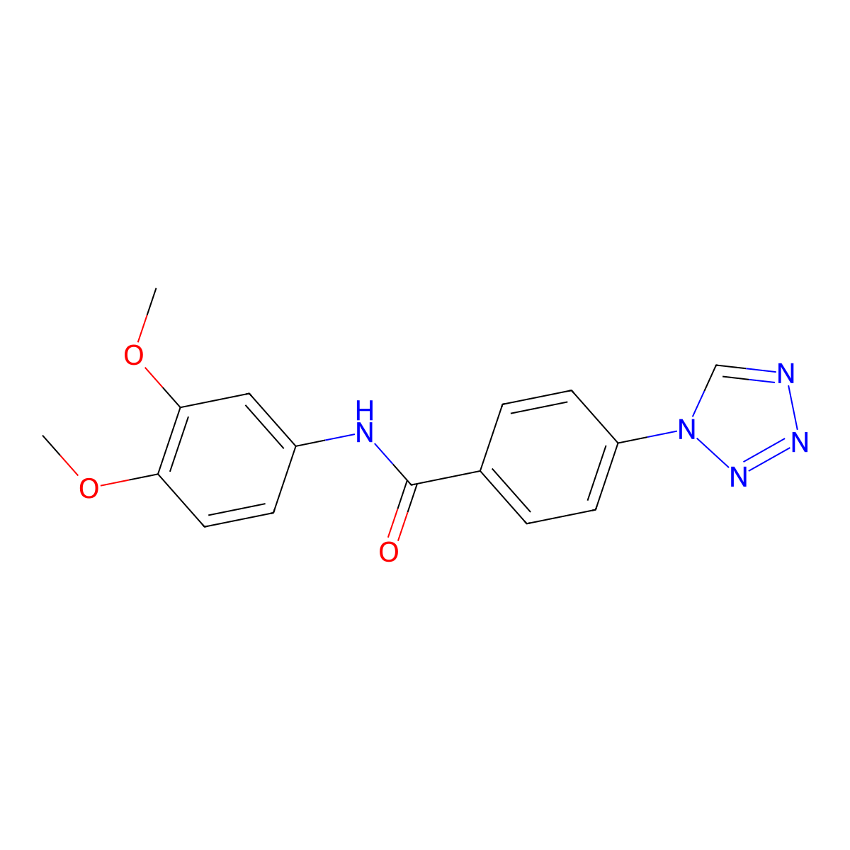 N-(3,4-dimethoxyphenyl)-4-(1H-tetrazol-1-yl)benzamide molecular structure, CAS 1010932-78-1