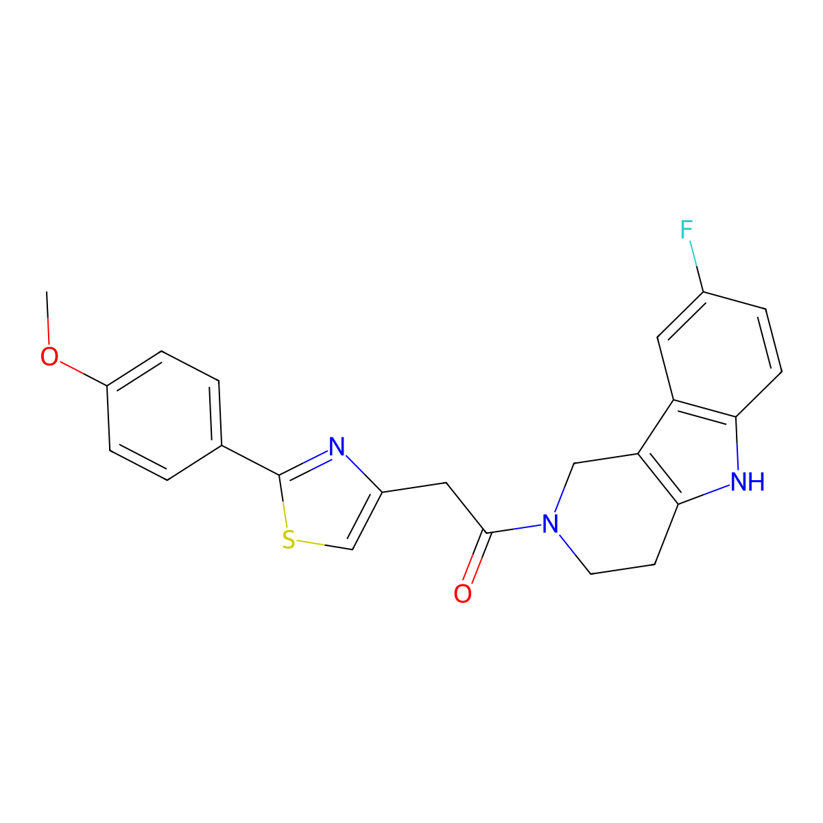 1-(8-fluoro-1,3,4,5-tetrahydro-2H-pyrido[4,3-b]indol-2-yl)-2-[2-(4-methoxyphenyl)-1,3-thiazol-4-yl]ethanone molecular structure, CAS 1010933-00-2