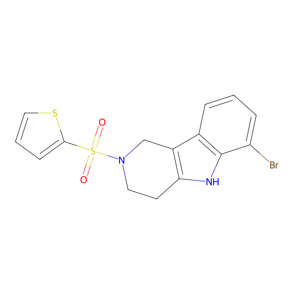 6-bromo-2-(2-thienylsulfonyl)-2,3,4,5-tetrahydro-1H-pyrido[4,3-b]indole molecular structure, CAS 1010933-05-7