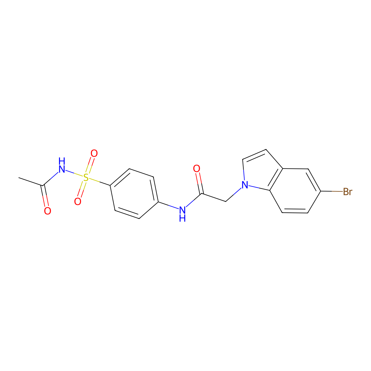 N-[4-(acetylsulfamoyl)phenyl]-2-(5-bromo-1H-indol-1-yl)acetamide molecular structure, CAS 1010933-16-0