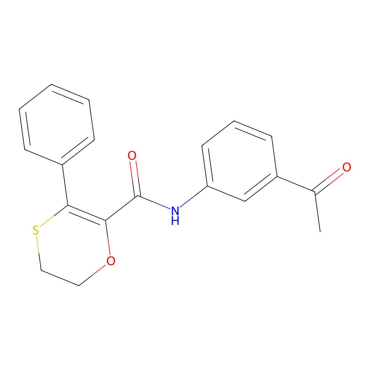 N-(3-acetylphenyl)-3-phenyl-5,6-dihydro-1,4-oxathiine-2-carboxamide molecular structure, CAS 1010933-30-8