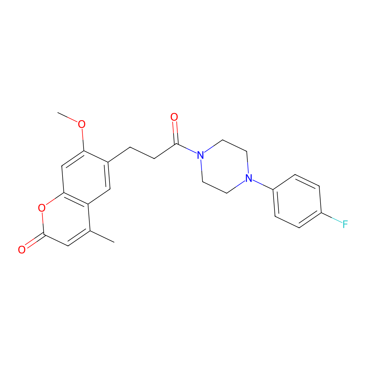 6-(3-(4-(4-fluorophenyl)piperazin-1-yl)-3-oxopropyl)-7-methoxy-4-methyl-2H-chromen-2-one molecular structure, CAS 1010933-55-7