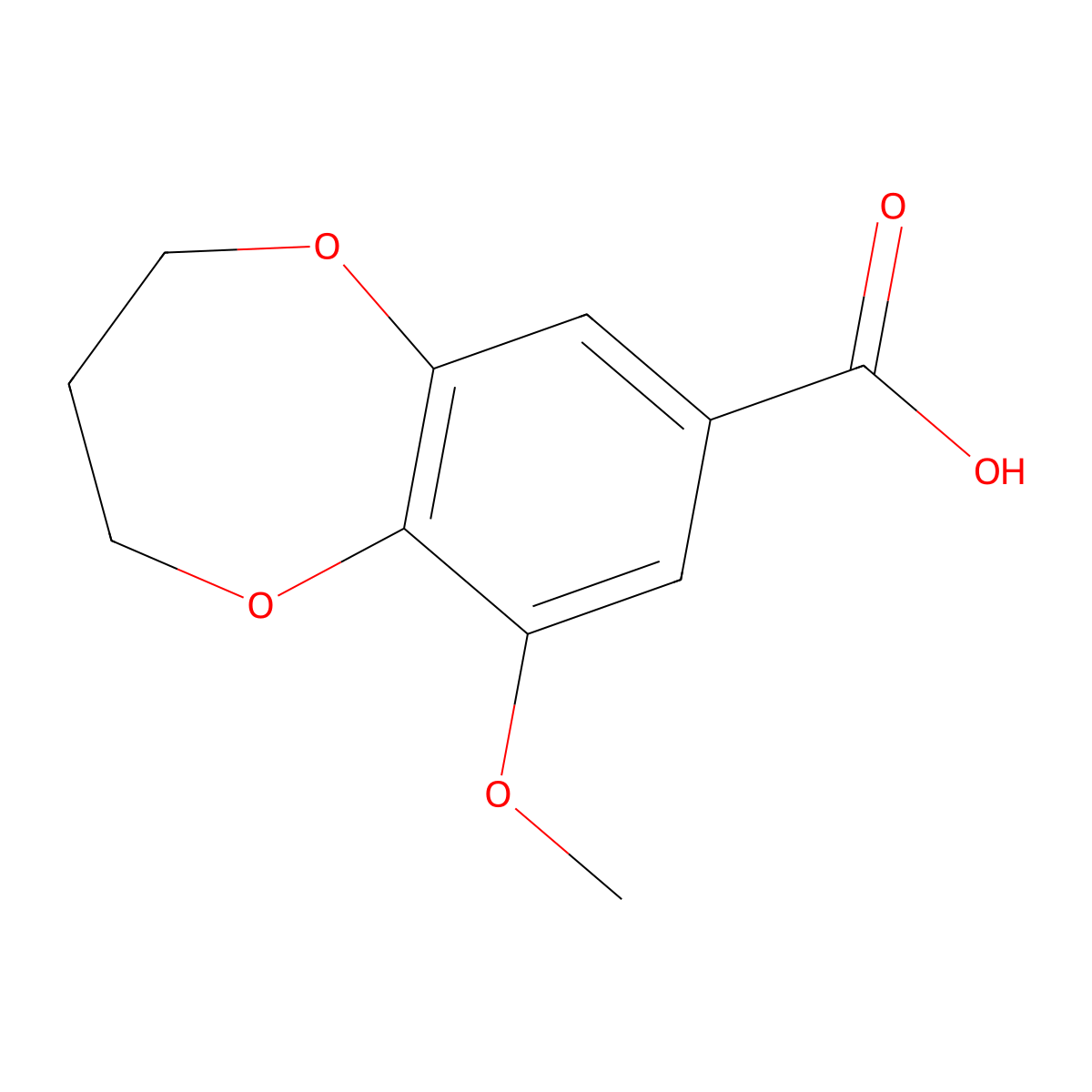 9-methoxy-3,4-dihydro-2H-1,5-benzodioxepine-7-carboxylic acid molecular structure, CAS 1010933-59-1