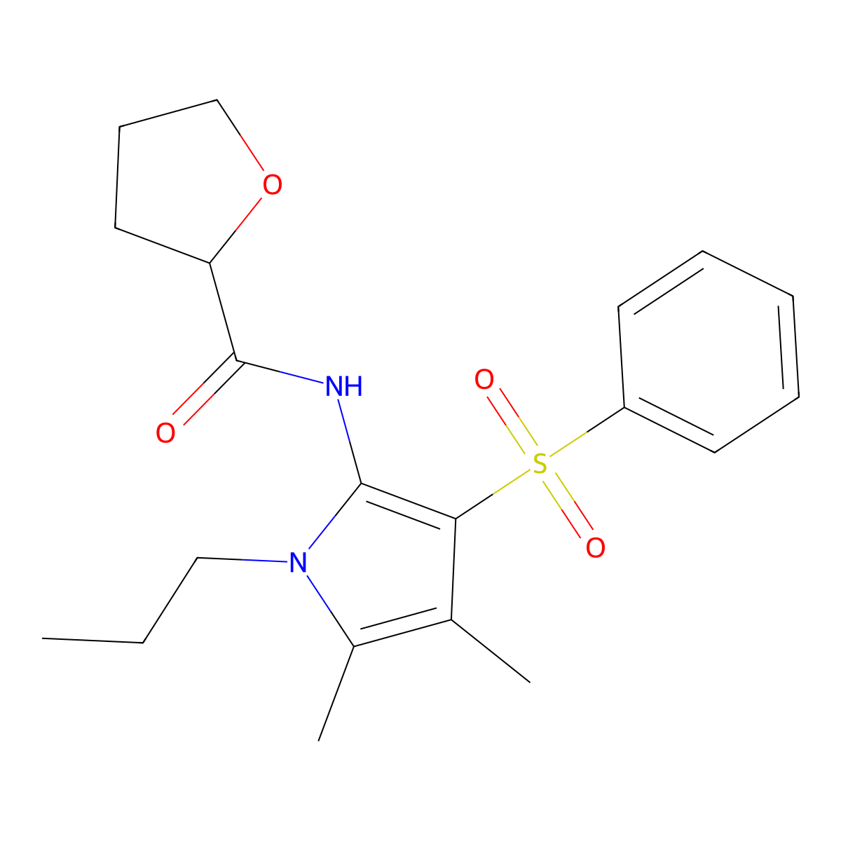 N-[4,5-dimethyl-3-(phenylsulfonyl)-1-propyl-1H-pyrrol-2-yl]tetrahydrofuran-2-carboxamide molecular structure, CAS 1010933-64-8