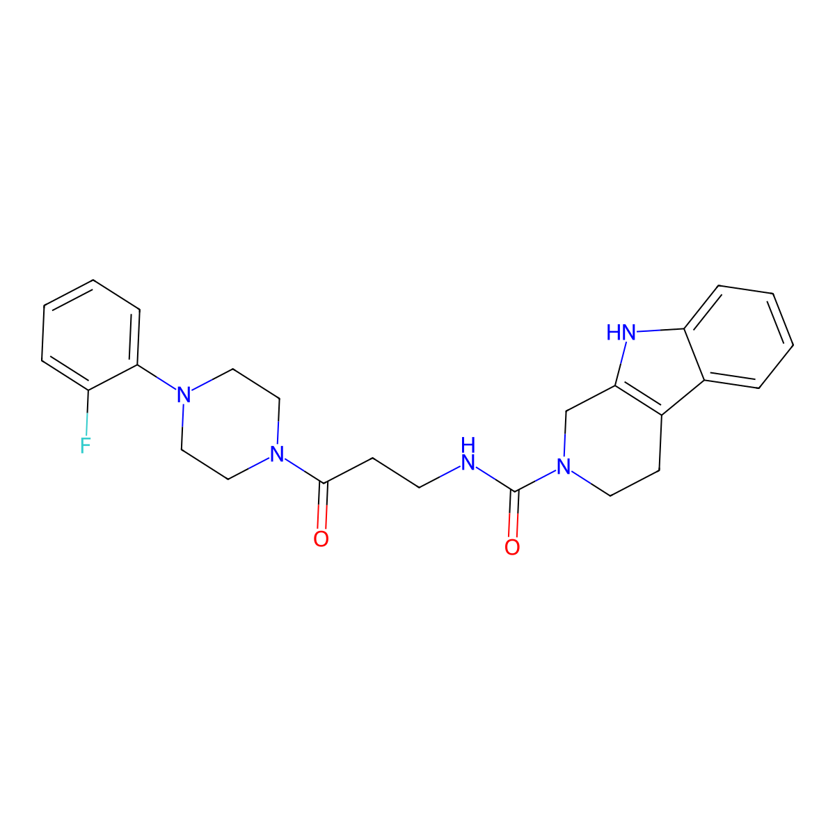 N-{3-[4-(2-fluorophenyl)piperazin-1-yl]-3-oxopropyl}-1,3,4,9-tetrahydro-2H-beta-carboline-2-carboxamide molecular structure, CAS 1010933-69-3
